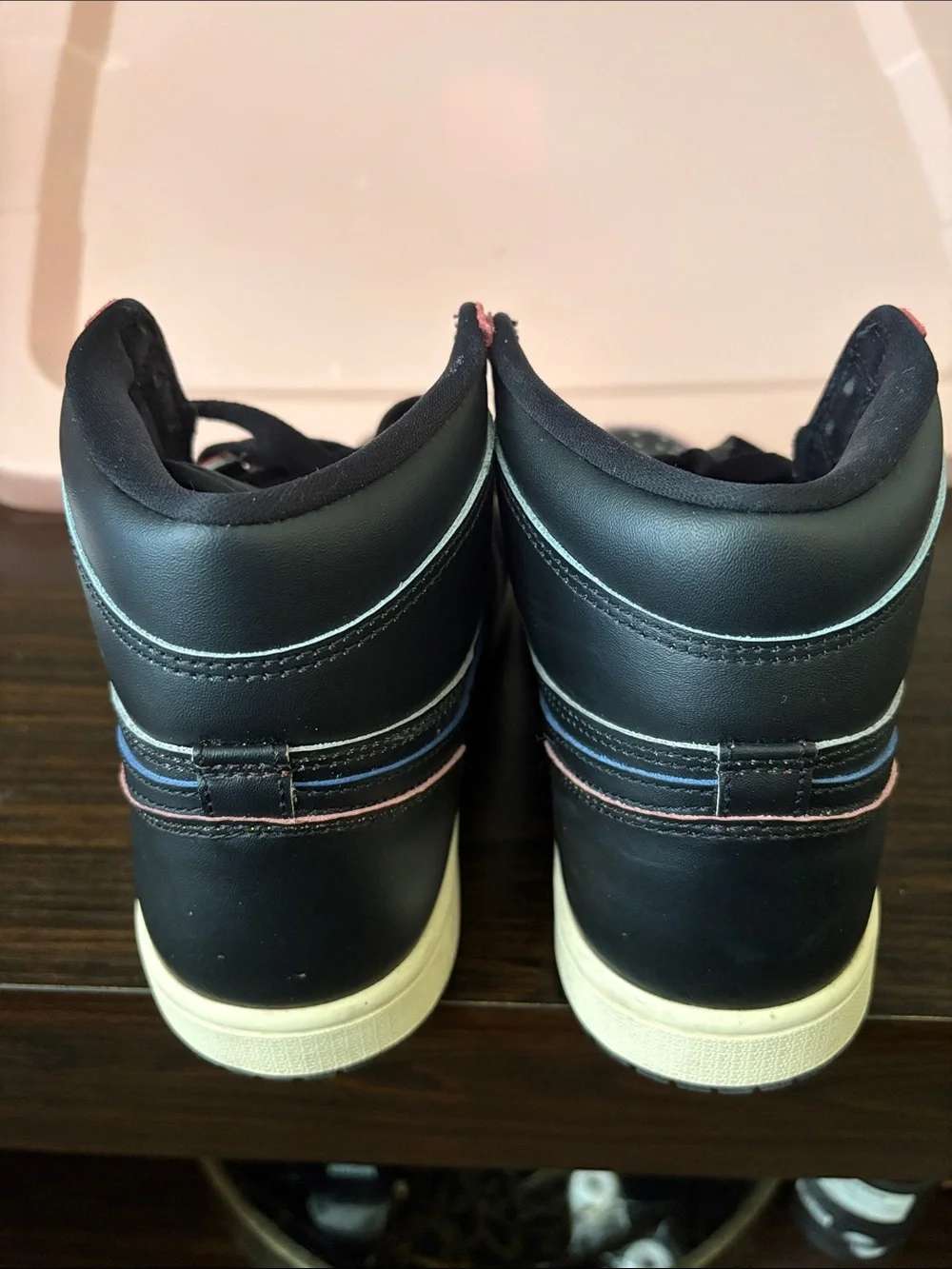 Nike Air Jordan Black High-Top Sneakers with Multicolor Piping EUC